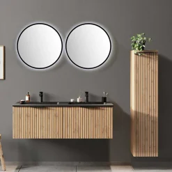 2 Becken Waschkonsole & Spiegel & Schrank - Crystoga (vierteilig)^Wohnen Sale