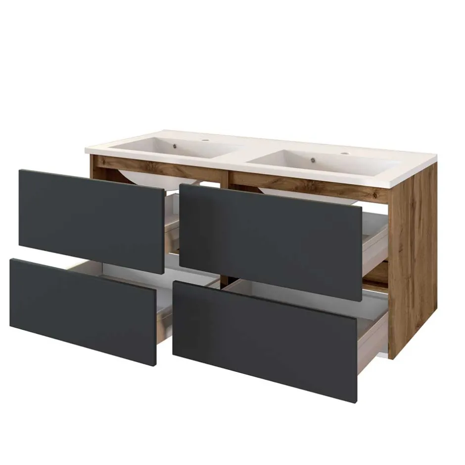 120 cm Badschrank mit Doppel-Waschbecken - Athrin^Wohnen Sale