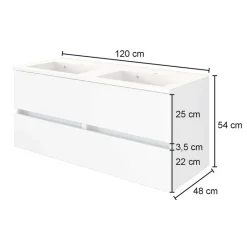 120 cm Badschrank mit Doppel-Waschbecken - Athrin^Wohnen Sale