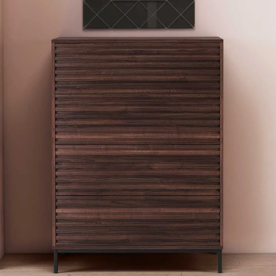 80 cm breite Hochkommode in Walnuss Optik - Teleska^Wohnen Clearance