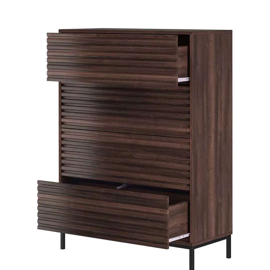 80 cm breite Hochkommode in Walnuss Optik - Teleska^Wohnen Clearance