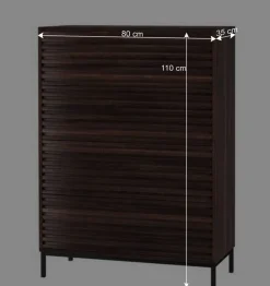 80 cm breite Hochkommode in Walnuss Optik - Teleska^Wohnen Clearance