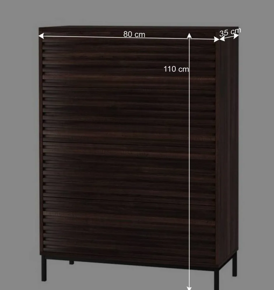 80 cm breite Hochkommode in Walnuss Optik - Teleska^Wohnen Clearance