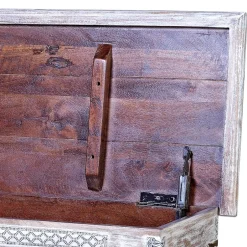 146 cm breite Truhe in Antikweiß mit Bronze - Abraham^Wohnen Discount