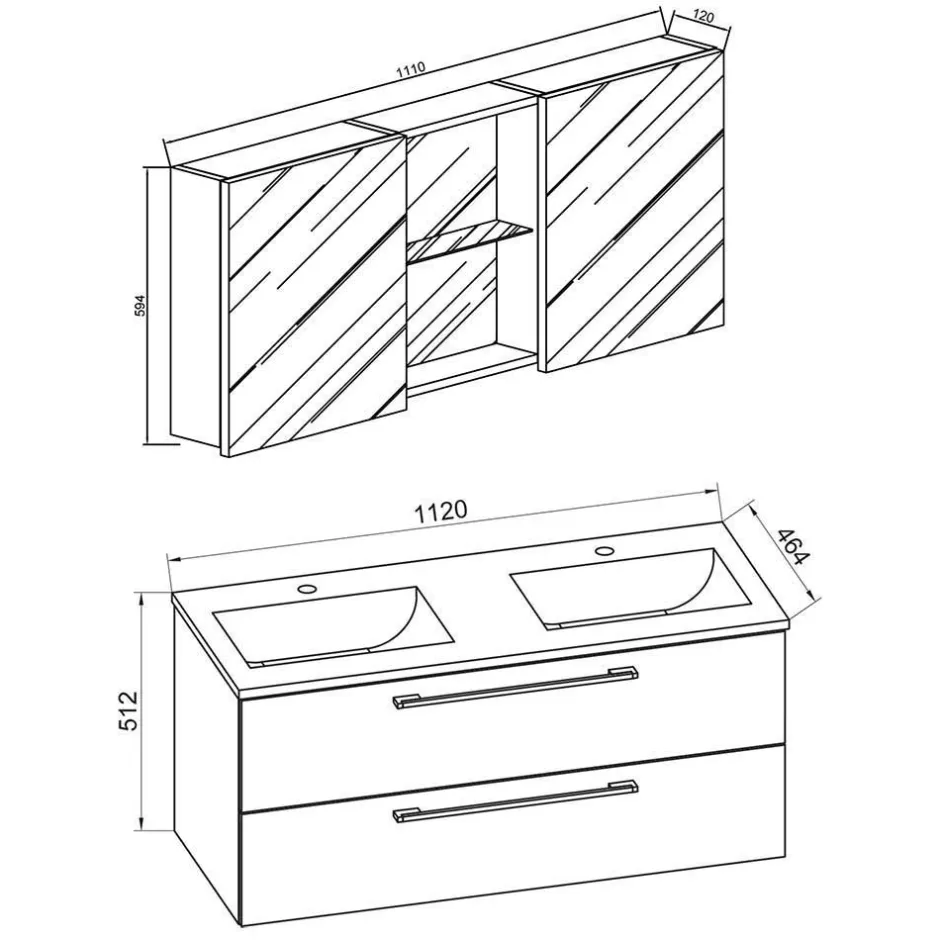 178 cm breiter Badblock Einzelmöbel - Ursela (vierteilig)^Wohnen Sale