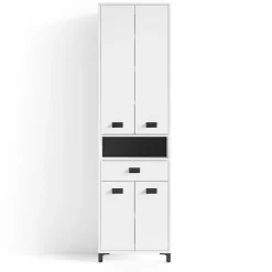 54 cm breiter Bad-Hochschrank in Weiß mit Schwarz - Envaton^Wohnen Best