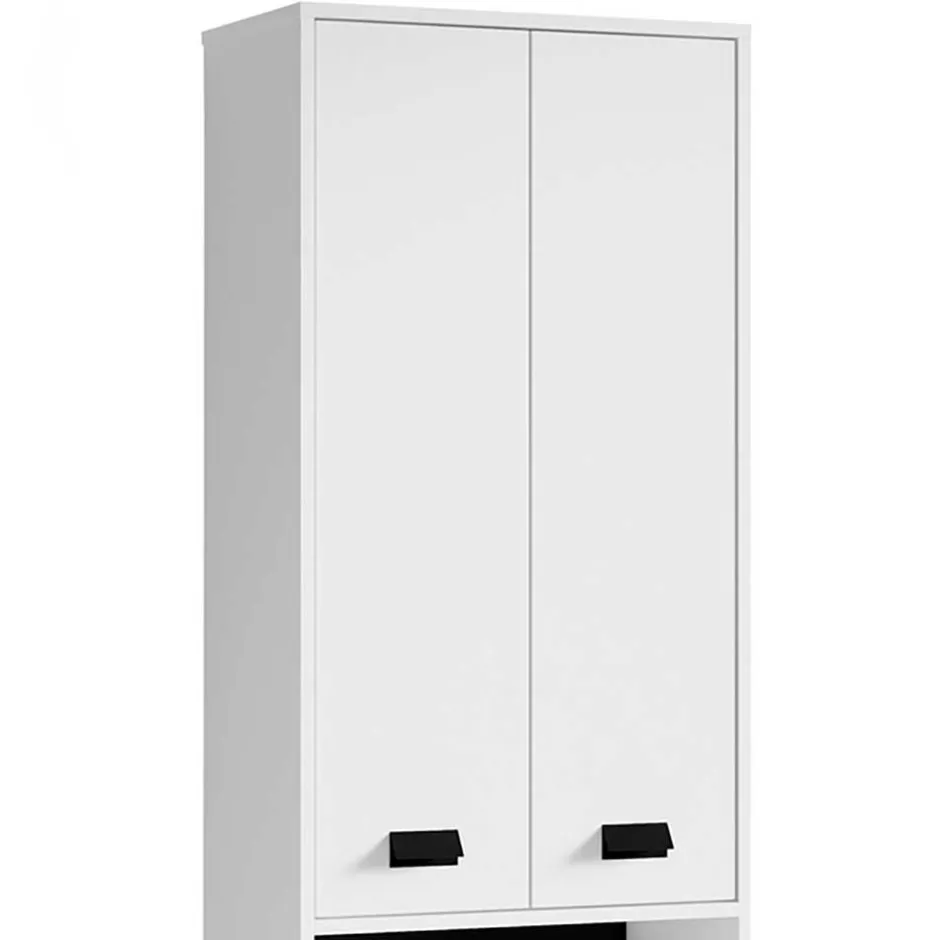 54 cm breiter Bad-Hochschrank in Weiß mit Schwarz - Envaton^Wohnen Best