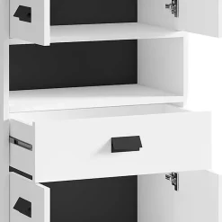 54 cm breiter Bad-Hochschrank in Weiß mit Schwarz - Envaton^Wohnen Best