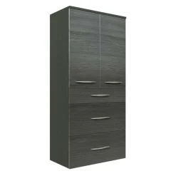 Wohnen 60 cm breiter Badschrank für die Wand Glides in Eiche Grau Dekor