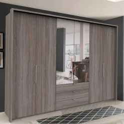 Wohnen 300 cm breiter Falttürenschrank in Holzoptik dunkel - Riding