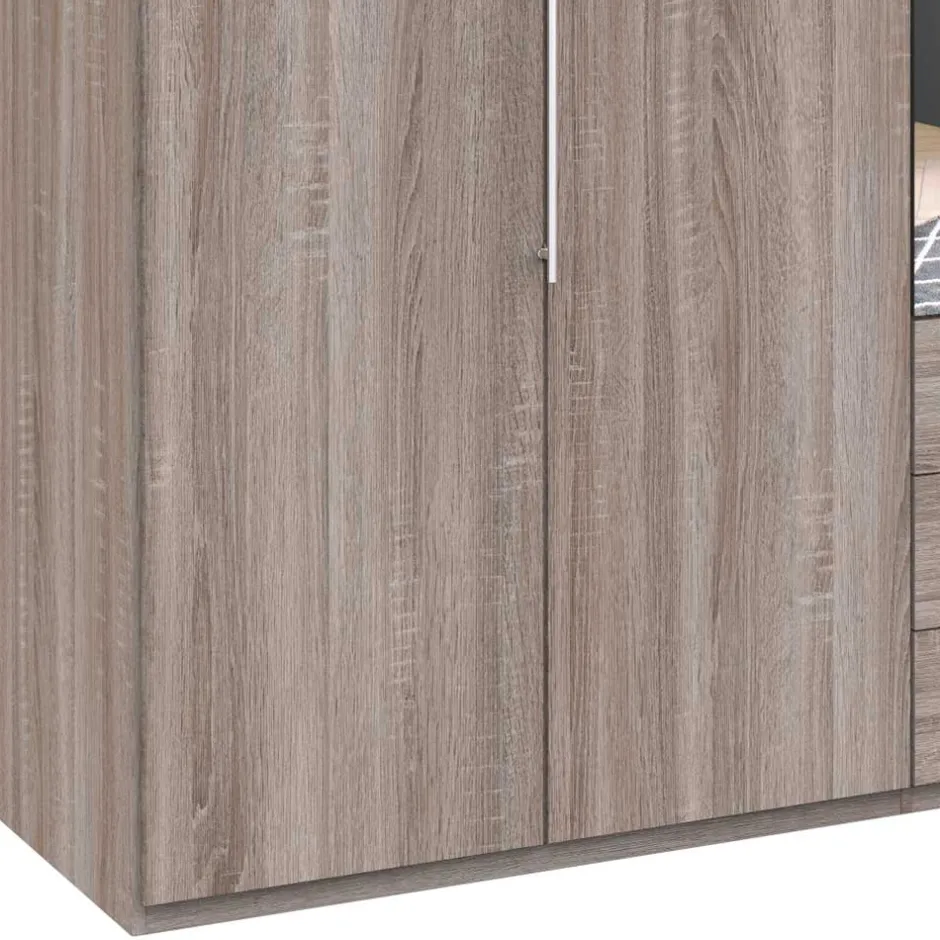 Wohnen 300 cm breiter Falttürenschrank in Holzoptik dunkel - Riding