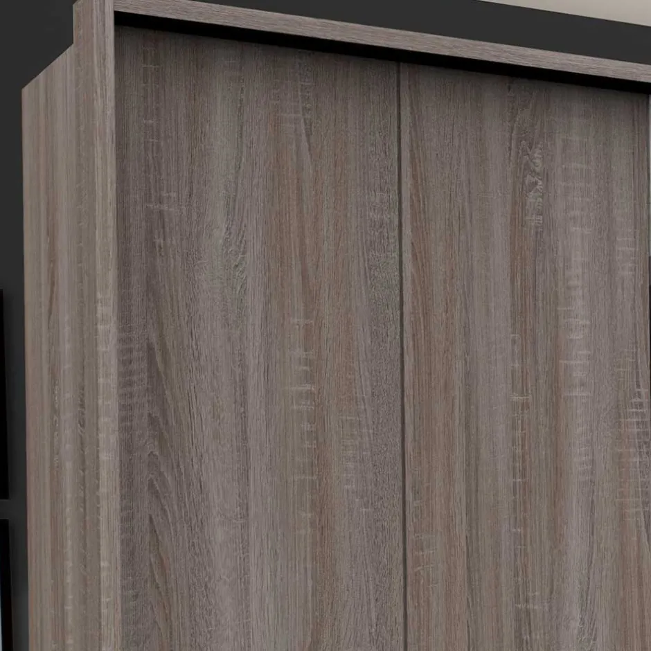 Wohnen 300 cm breiter Falttürenschrank in Holzoptik dunkel - Riding