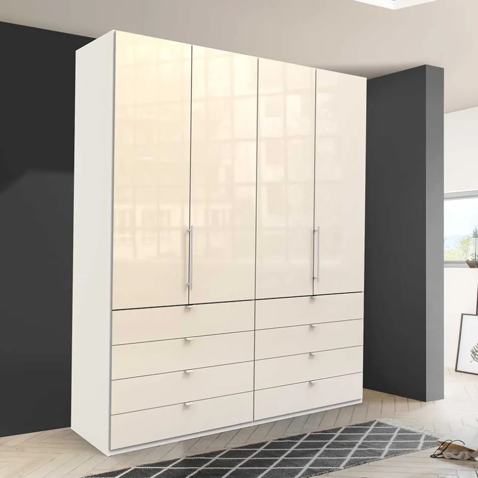 Wohnen 200 cm breiter Kleiderschrank mit acht Schubladen - Zidarie