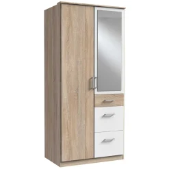 Wohnen 91 cm breiter Kombi-Kleiderschrank mit Spiegel - Coros