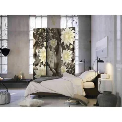 Wohnen 135 cm breiter Paravent in Braun Creme - Galiana