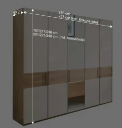 Wohnen 250 cm breiter Schlafzimmerschrank mit 5 Türen - Emdsiva III