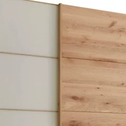 Wohnen 300 cm breiter Schwebetürenschrank mit Glas Beige - Nikoba