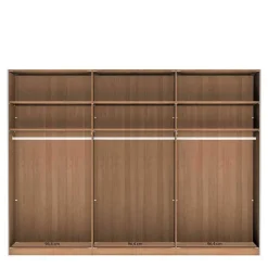 Wohnen 300 cm breiter Schwebetürenschrank mit Glas Beige - Nikoba