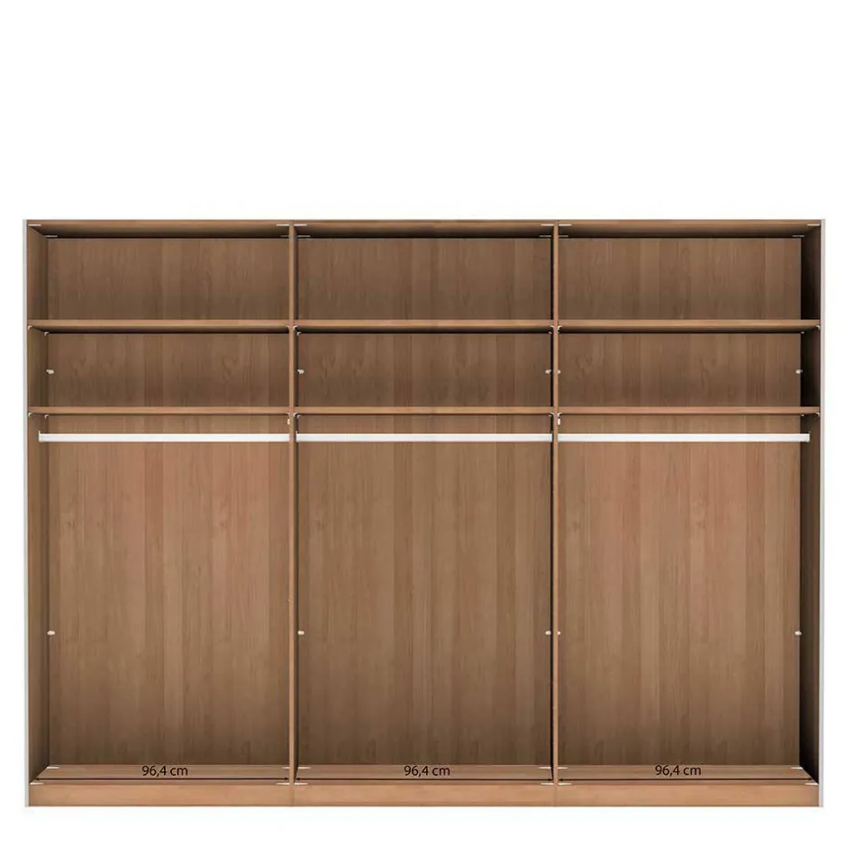 Wohnen 300 cm breiter Schwebetürenschrank mit Glas Beige - Nikoba