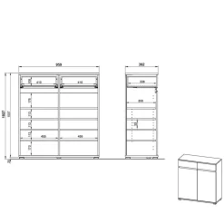 246 cm breites Flurmöbel Set modern - Orsecca (fünfteilig)^Wohnen Hot