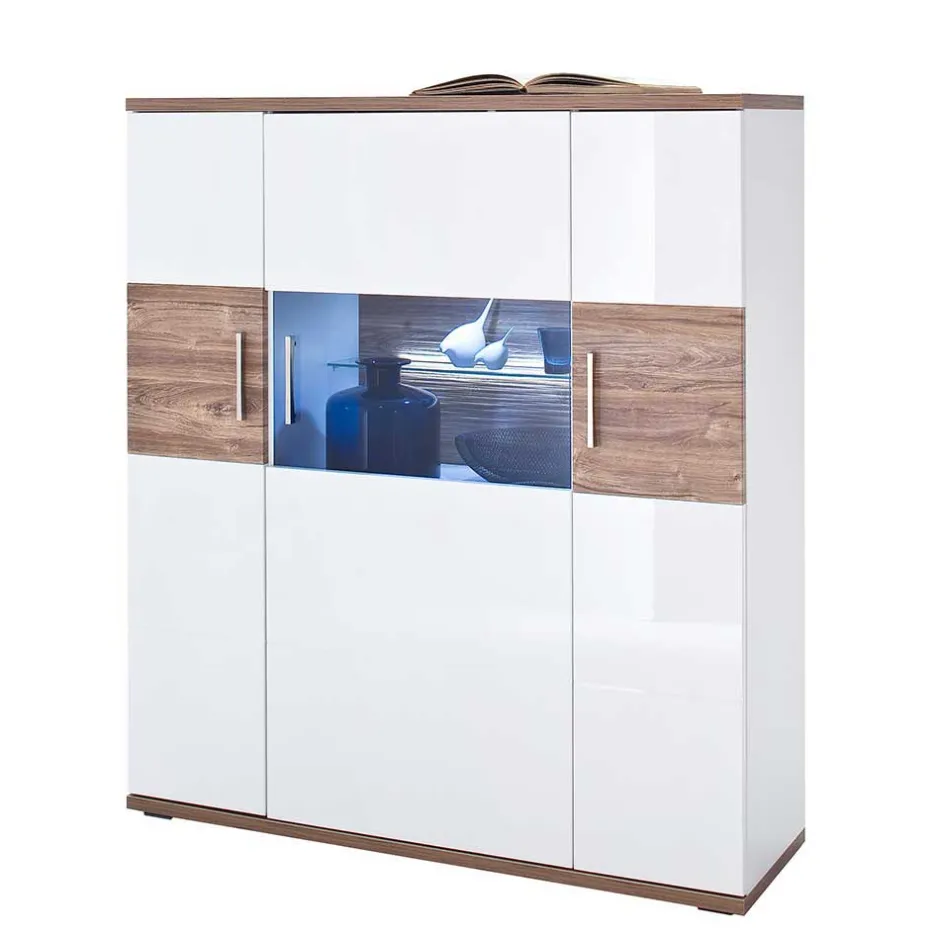 120 cm breites Highboard in Weiß Glanz - Icadro II^Wohnen Discount