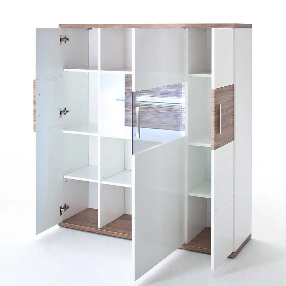 120 cm breites Highboard in Weiß Glanz - Icadro II^Wohnen Discount