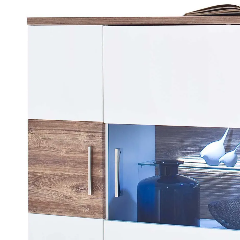 120 cm breites Highboard in Weiß Glanz - Icadro II^Wohnen Discount