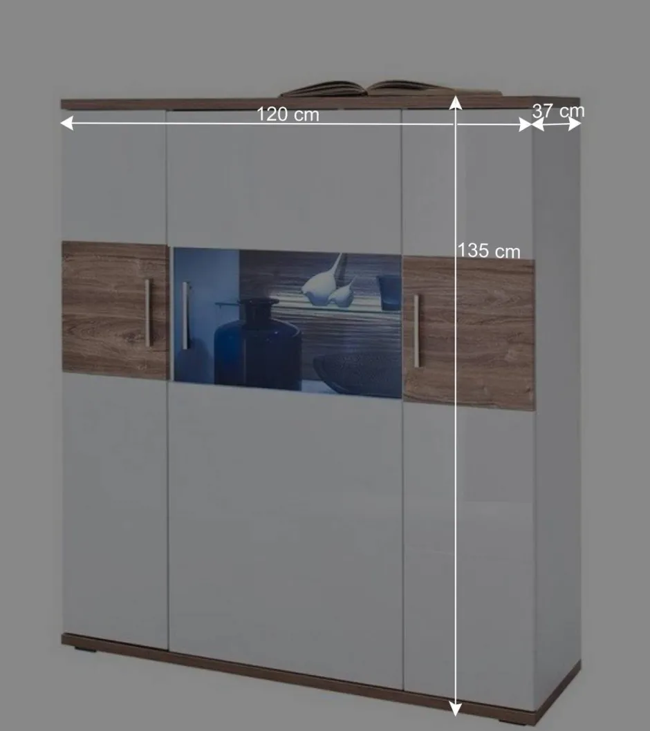 120 cm breites Highboard in Weiß Glanz - Icadro II^Wohnen Discount