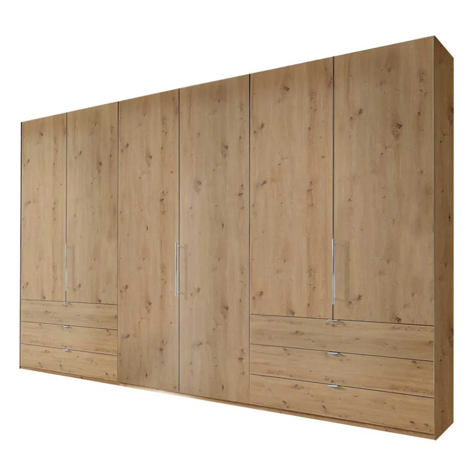 Wohnen 300 cm Falttüren-Kleiderschrank in Eiche Bianco - Soestica