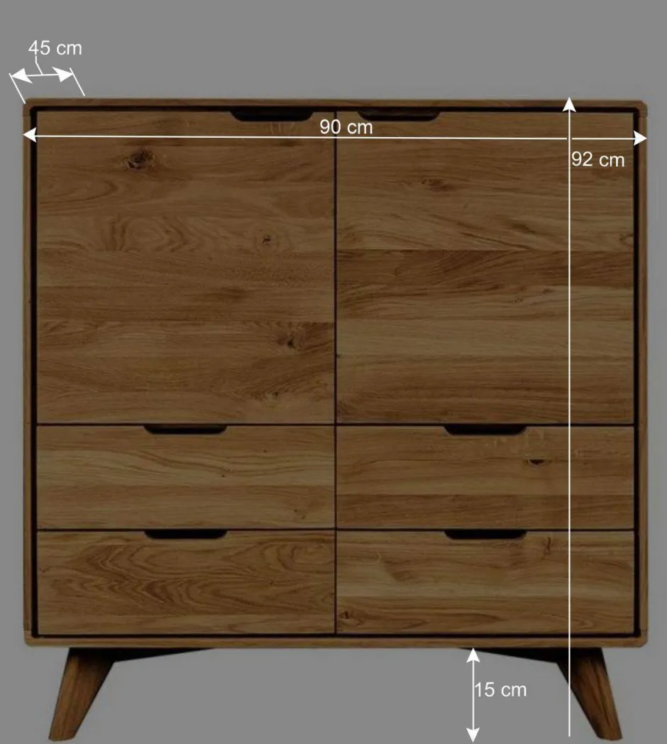 Wohnen 92 cm hohe Kombikommode aus Wildeiche - Eavy