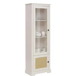 Wohnen 180 cm hohe Landhausvitrine in Weiß mit Beige - Isvair I