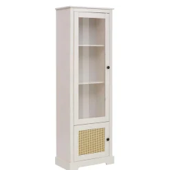 Wohnen 180 cm hohe Landhausvitrine in Weiß mit Beige - Isvair I