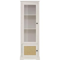 Wohnen 180 cm hohe Landhausvitrine in Weiß mit Beige - Isvair I