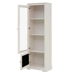 Wohnen 180 cm hohe Landhausvitrine in Weiß mit Beige - Isvair I