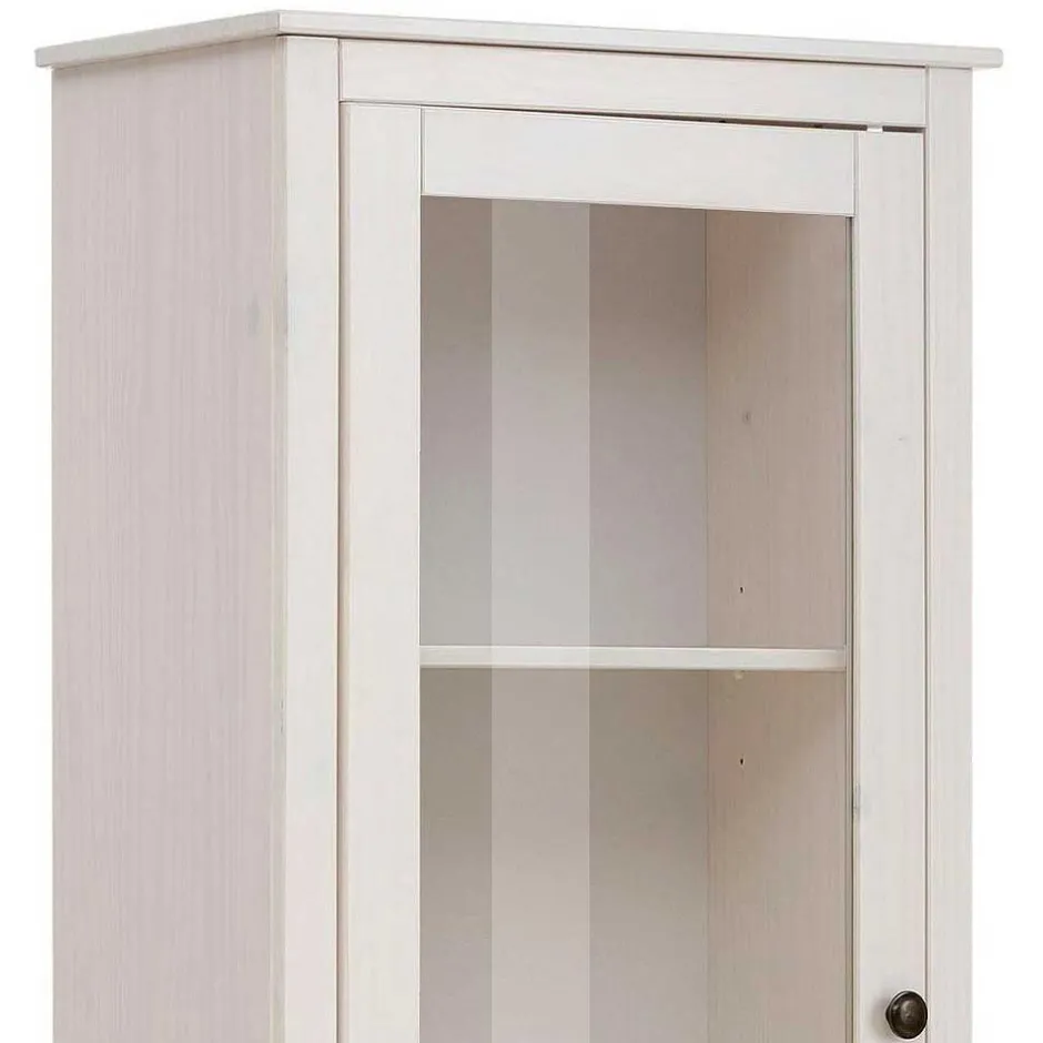 Wohnen 180 cm hohe Landhausvitrine in Weiß mit Beige - Isvair I