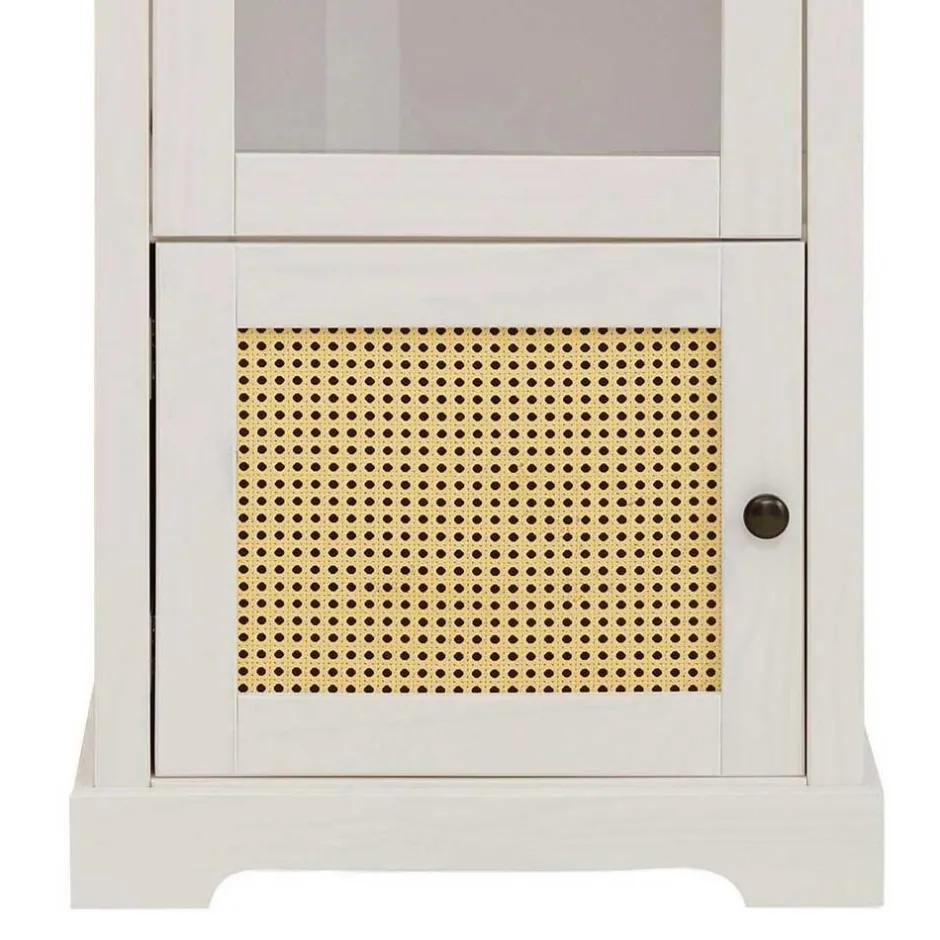 Wohnen 180 cm hohe Landhausvitrine in Weiß mit Beige - Isvair I