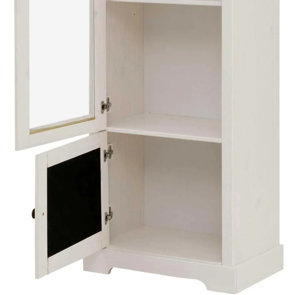 Wohnen 180 cm hohe Landhausvitrine in Weiß mit Beige - Isvair I