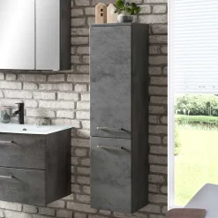 Wohnen 135 cm hoher Bad Midischrank in dunklem Grau - Dastroz