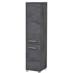 Wohnen 135 cm hoher Bad Midischrank in dunklem Grau - Dastroz