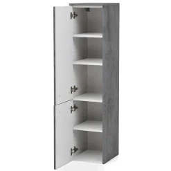 Wohnen 135 cm hoher Bad Midischrank in dunklem Grau - Dastroz