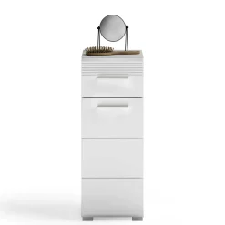 Wohnen 79 cm hoher Bad Unterschrank in Weiß Hochglanz - Whale