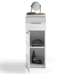 Wohnen 79 cm hoher Bad Unterschrank in Weiß Hochglanz - Whale