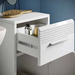 Wohnen 79 cm hoher Bad Unterschrank in Weiß Hochglanz - Whale