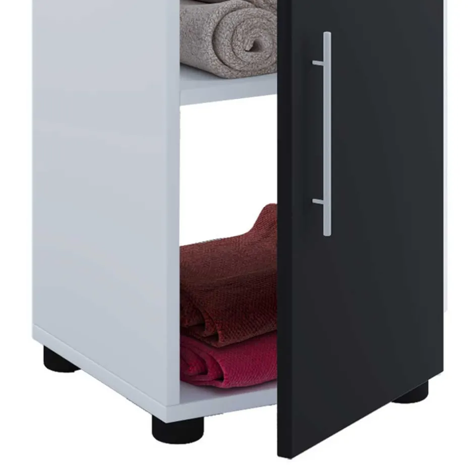 160 cm hoher Badschrank in Weiß und Schwarz - Cranies^Wohnen Discount