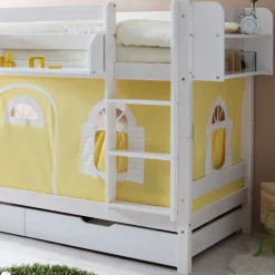 140 cm hohes Kinder Etagenbett in Weiß lackiert - Nino^Wohnen Clearance