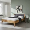 Wohnen 220 cm langes Bett aus Wildeiche Natur - Masdamos