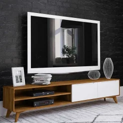 220 cm langes TV Lowboard in Wildeiche mit Weiß - Diesta I^Wohnen Online