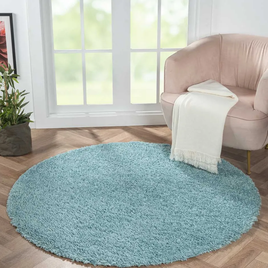 150 cm Runder Teppich in Hellblau - Chiyom^Wohnen Discount