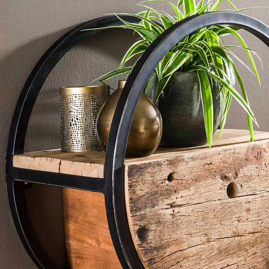 50 cm rundes Hängeregal mit einer Schublade - Malte^Wohnen