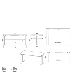 Wohnen 160 cm Schreibtisch & Regal Kombi - Tila (zweiteilig)